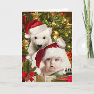 Polar Bear Cube hält IHR Foto zu Weihnachten
