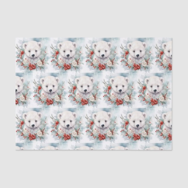 Polar Bear Cube Niedliches Weihnachtsbaby Animal Seidenpapier (Vorderseite)