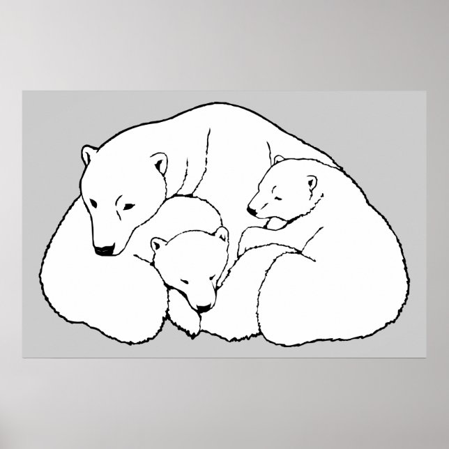 Polar Bear & Cubs Art Print Wildlife Wohngestaltun Poster (Vorne)