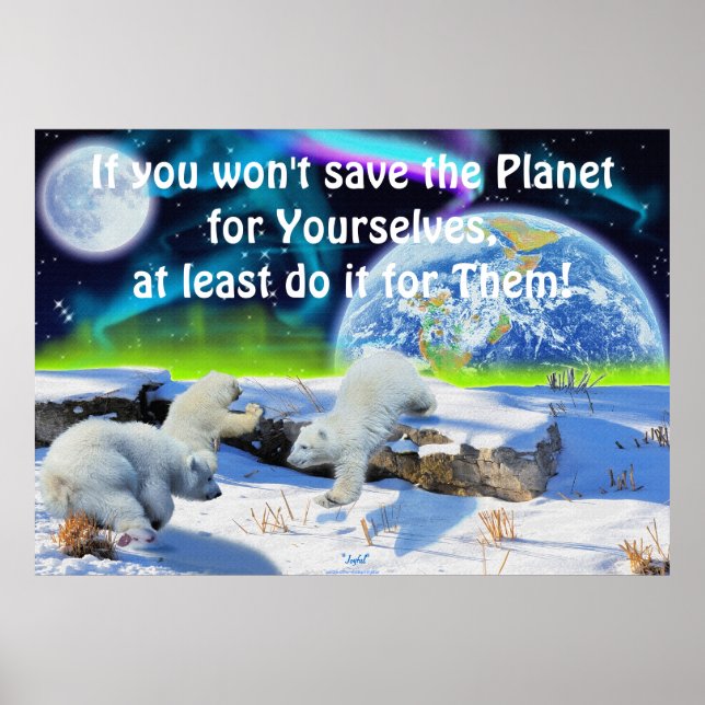 Polar Bear Cubs & Aurora Earth Day Fantasy Poster (Vorne)