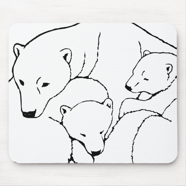 Polar Bear & Cubs Mousepad Twin Bears Art Mousepad (Vorne)
