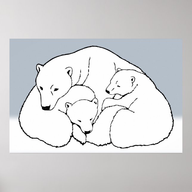 Polar Bear Cubs Poster Print Wildlife Art Poster (Vorne)