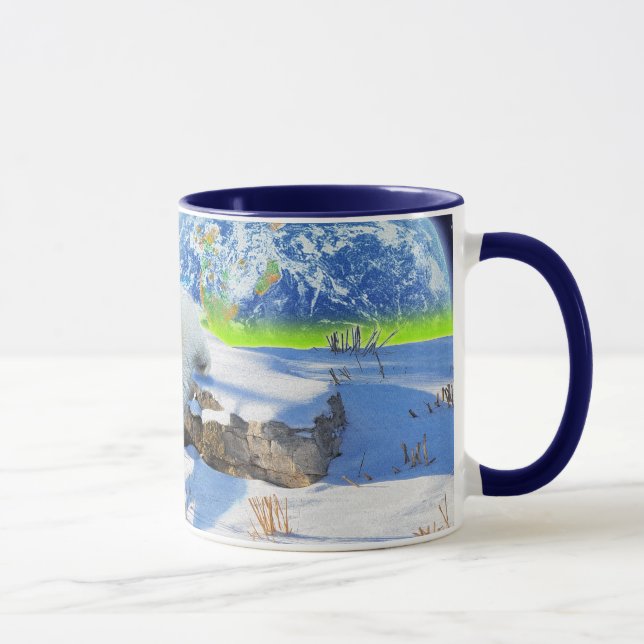 Polar Bear Cubs Spielen bei Snow Fantasy Art Tasse (Rechts)