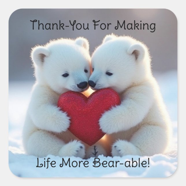 Polar Bear Cubs With Heart Sticker (Vorderseite)