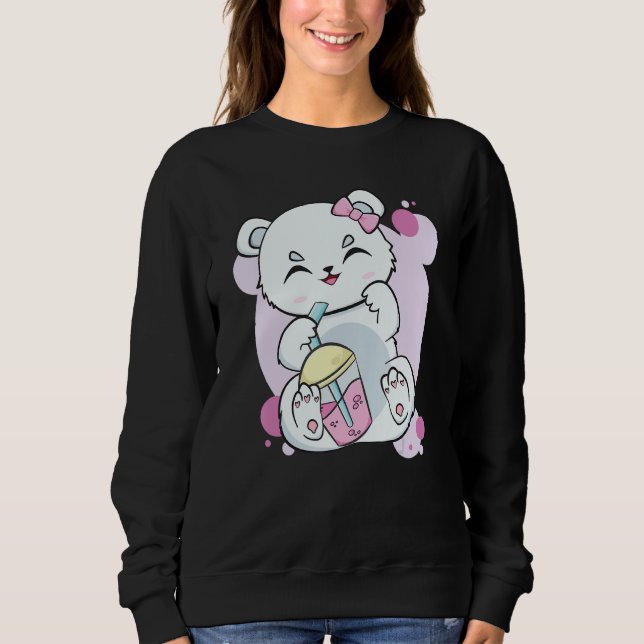 Polar Bear Drinking Boba Flavor With Black Milk Te Sweatshirt (Vorderseite)