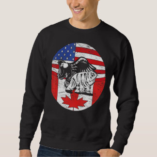 Polar Bear Eagle Usa Flag Canadian Flag America Ca Sweatshirt