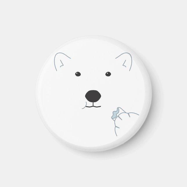 Polar Bear Eating a Marshmallow (Light Blue) Magnet (Vorne)