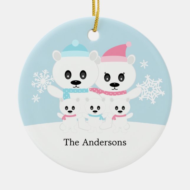 Polar Bear Family Ornaments Keramikornament (Vorne)