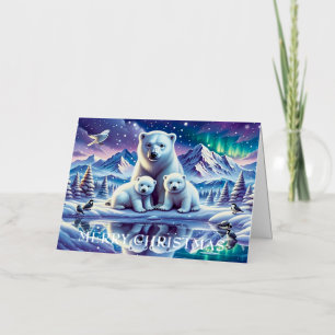 Polar Bear Family Snowy Scene Painting
