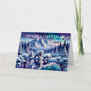 Polar Bear Family Snowy Scene Painting