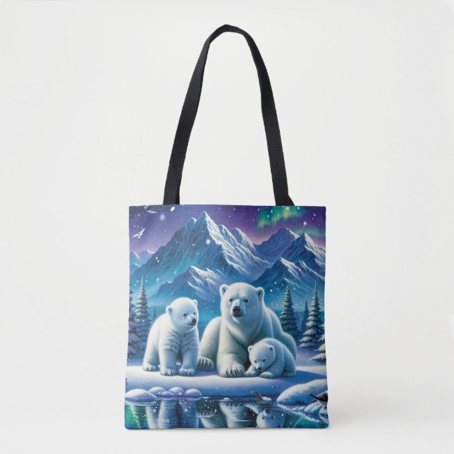 Polar Bear Family Snowy Scene Painting (Vorderseite)