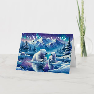 Polar Bear Family Snowy Scene Painting