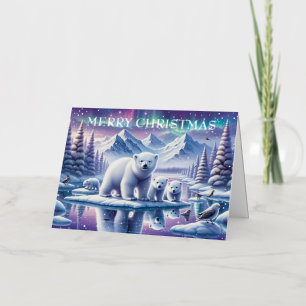 Polar Bear Family Snowy Scene Painting