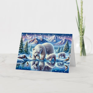 Polar Bear Family Snowy Scene Painting