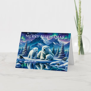 Polar Bear Family Snowy Scene Painting