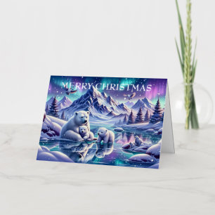 Polar Bear Family Snowy Scene Painting