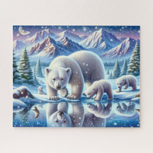 Polar Bear Family Snowy Scene Painting Puzzle
