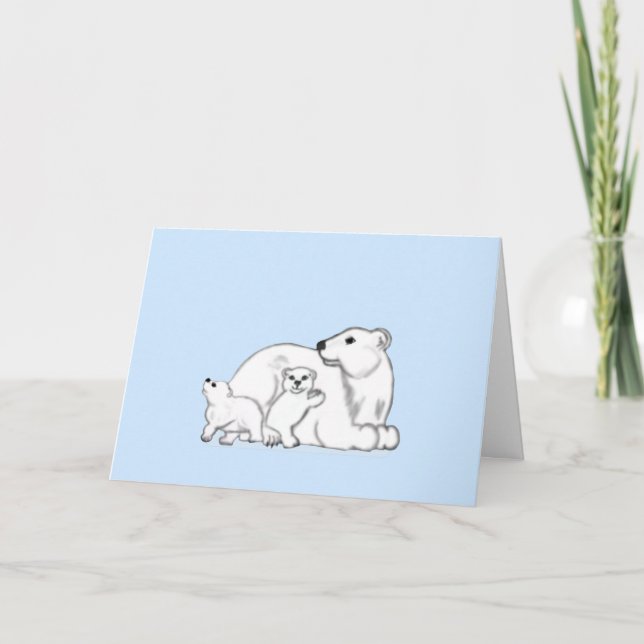 Polar Bear Family Winter Love Card Karte (Vorderseite)