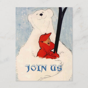 POLAR BEAR FRAU SKIING BIRTHTAY PARTY INVITE EINLADUNG