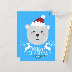 Polar Bear Funny Christmas Holidays Blue Postkarte