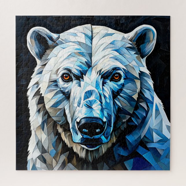 Polar Bear gesteinigtes Glas Puzzle (Vertikal)
