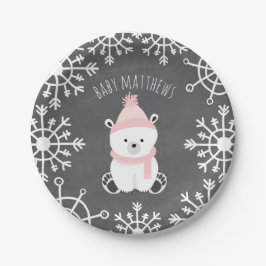 Polar Bear Girl Winter Baby Dusche Pappteller