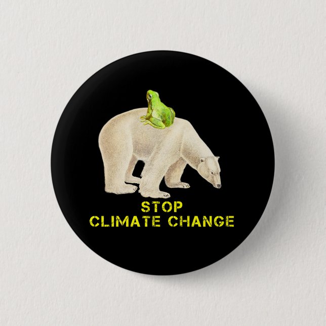 Polar Bear Green Frosch stoppen Klimawandel arktis Button (Vorderseite)