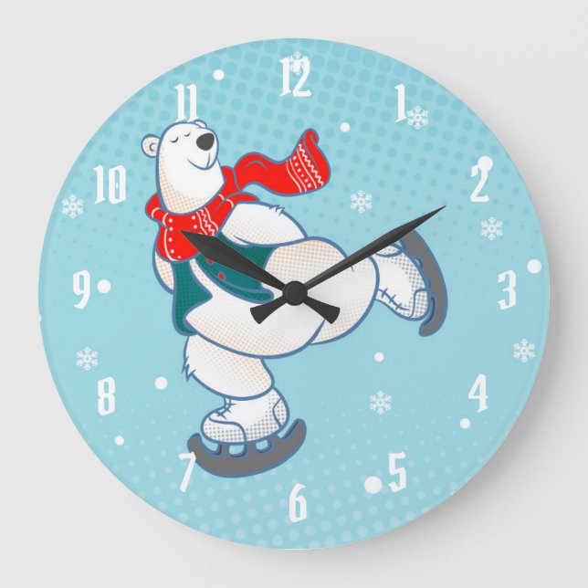 Polar Bear Große Wanduhr (Vorderseite)