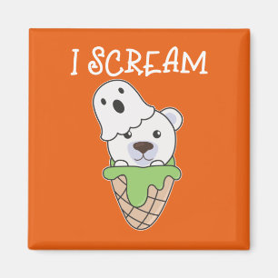 Polar Bear Halloween Ghost I schrei Eispuff Magnet
