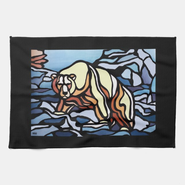 Polar Bear Handtuch Native Art Bear Tee Handtuchge (Horizontal)