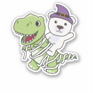 Polar Bear Happy Halloween T-rex Mummy Costume Aufkleber