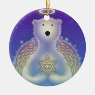 Polar Bear Holding Star Onrament Keramik Ornament