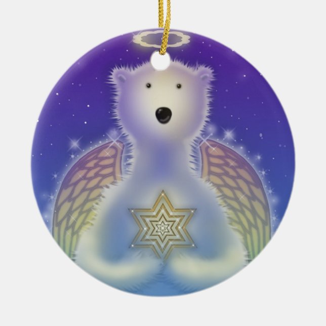 Polar Bear Holding Star Onrament Keramik Ornament (Vorne)