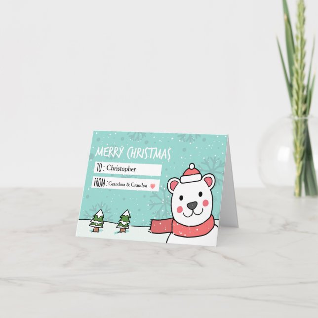 Polar Bear Holiday Money Gift Card Karte (Vorderseite)