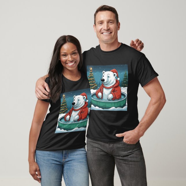 Polar Bear Hot Tub Weihnachten T-Shirt (Unisex)