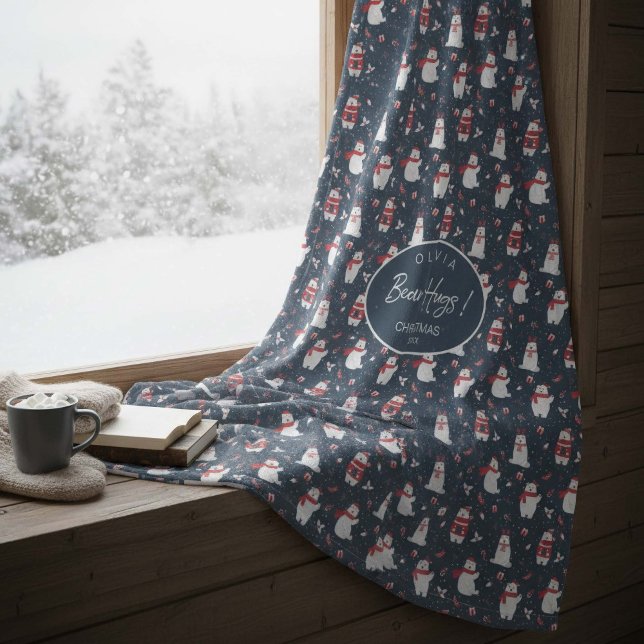 Polar Bear Hugs Christmas Year ID851 Fleecedecke (Von Creator hochgeladen)