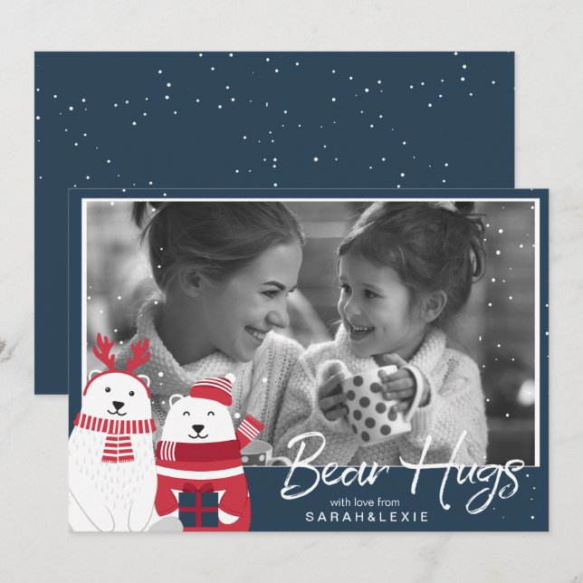 Polar Bear Hugs Foto Template V2 ID851 Einladung (Vorne/Hinten)