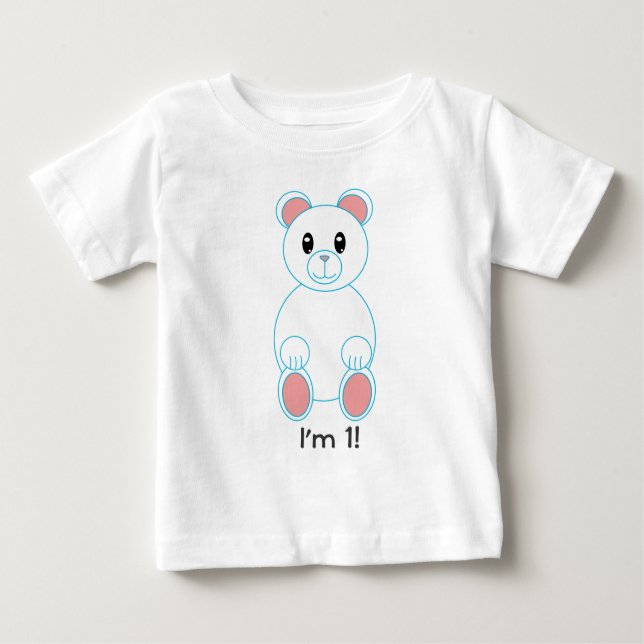Polar Bear I am One Birthday Baby T-shirt (Vorderseite)