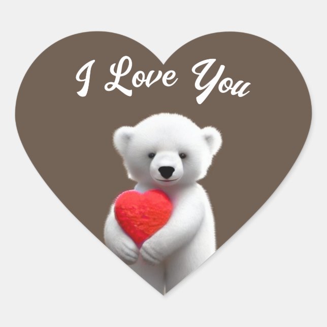 Polar Bear I Liebe You Herz-Aufkleber (Vorderseite)
