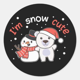 Polar Bear I'm Snow Niedlich Snowman Snow Pun Clas Runder Aufkleber