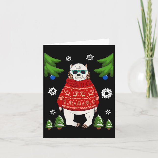 Polar Bear im Weihnachtskraut Funny Bear Lover U Karte (Vorderseite)