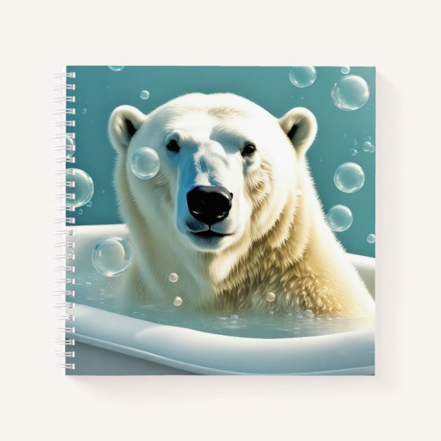 Polar Bear In Bubble Bath Notizbuch (Vorderseite)