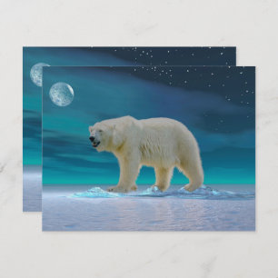 Polar Bear in Moonlight Flat Greeting Card Karte