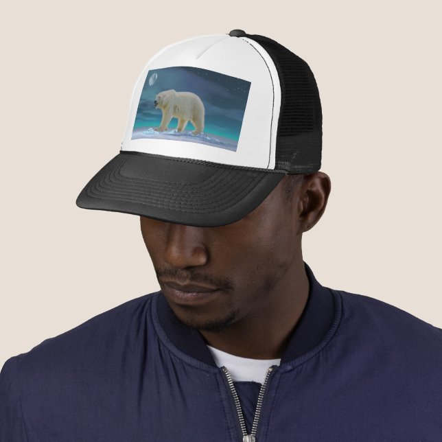 Polar Bear in Moonlight Trucker Hat Truckerkappe (Beispiel)