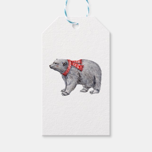 Polar Bear in Red Scarf Geschenkanhänger (Vorderseite)