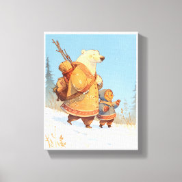 Polar Bear & Inuit Child Winter Nursery Poster Leinwanddruck