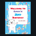 Polar bear Kids Art Birthday Party Welcome Poster<br><div class="desc">Polar bear Kids Art Birthday Party Welcome Poster</div>