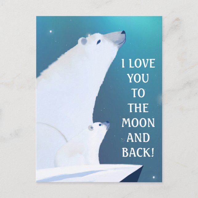 Polar Bear Liebe Northern Light Winter Postkarte (Vorderseite)