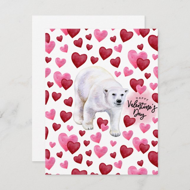 Polar Bear Love Valentine’s Day Card in White Mitteilungskarte (Vorne/Hinten)