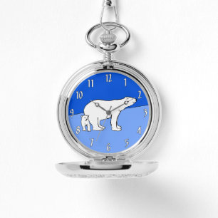 Polar Bear Mama and Cub Painting - Wildlife Art Armbanduhr